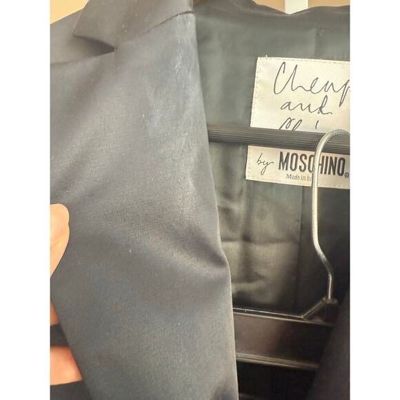 Moschino Cheap and Chic Vintage Black Satin Skirt Suit Set Size 10, measures a 6 - Picture 6 of 11